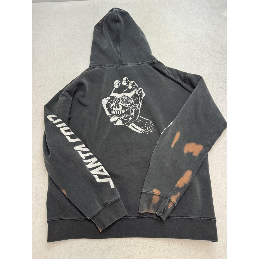 Santa Cruz Hoodie Mens Large Black Fleece Pullover Skull Hand Graphic Skateboard